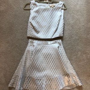 Erin Fetherston Ivory Silver Top & Skirt, size 6&4